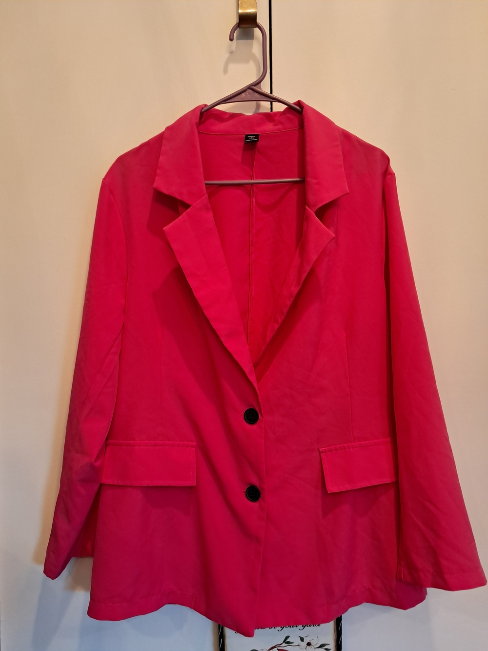 SHEIN Hot Pink Single-Breasted Blazer
